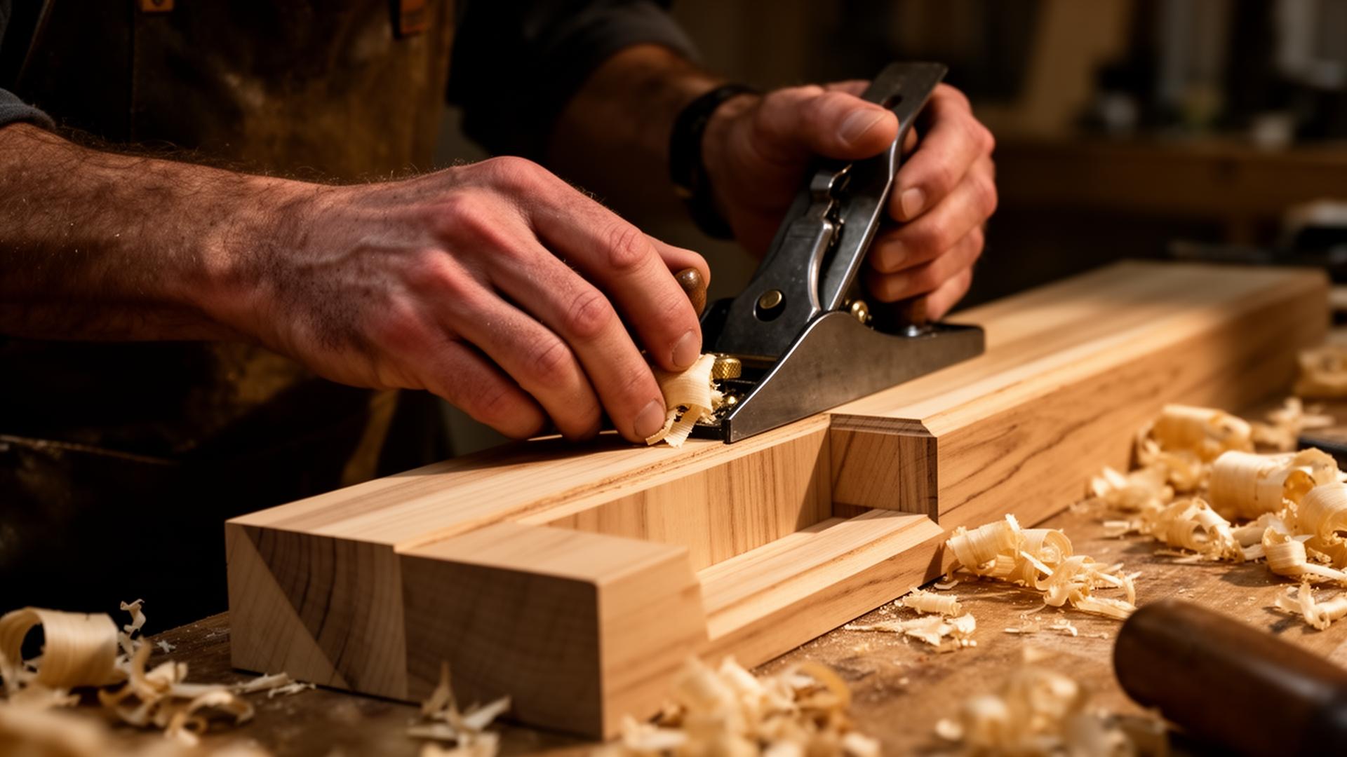 Hand-planing timber in the Woodcorp workshop