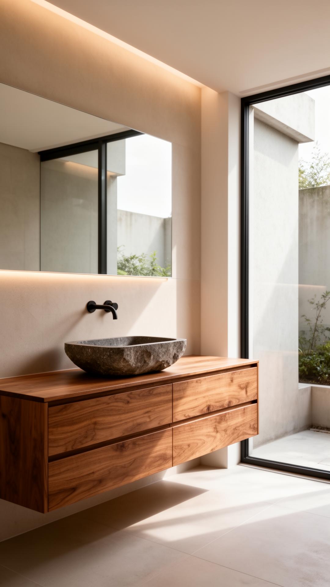 Floating timber vanity