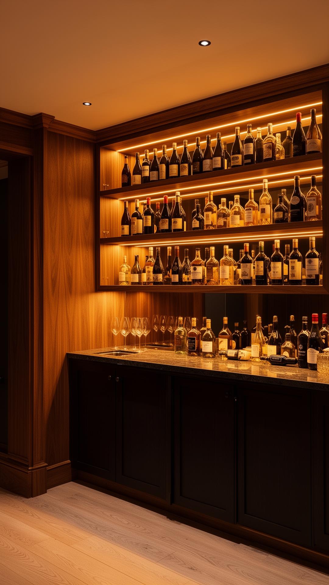 Backlit wine display joinery